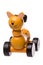 Yellow Wooden Rolling Cat Toy Isolated