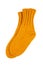 Yellow wool socks isolated