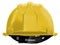 Yellow worker helmet of a construction site on a white background 3d rendering