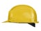 Yellow worker helmet of a construction site on a white background 3d rendering