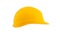 Yellow worker`s helmet on white background isolated on white background