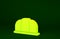 Yellow Worker safety helmet icon isolated on green background. Insurance concept. Security, safety, protection, protect