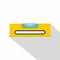 Yellow working tool bubble level icon, flat style