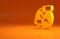 Yellow Worldwide icon isolated on orange background. Pin on globe. Minimalism concept. 3d illustration 3D render
