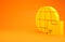 Yellow Worldwide shipping and cardboard box icon isolated on orange background. 3d illustration 3D render