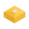 Yellow wrapped package cardboard box postal parcel delivery isometric icon 3d vector illustration