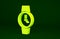 Yellow Wrist watch icon isolated on green background. Wristwatch icon. Minimalism concept. 3d illustration 3D render