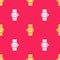Yellow Wrist watch icon isolated seamless pattern on red background. Wristwatch icon. Vector