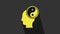 Yellow Yin Yang symbol of harmony and balance icon isolated on grey background. 4K Video motion graphic animation