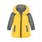 Yellow Zippered Anorak with Hood and Side Pockets as Womenswear Vector Illustration