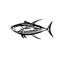 Yellowfin Tuna Thunnus Albacares or Ahi Side Retro Black and White