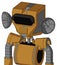 Yellowish Droid With Mechanical Head And Speakers Mouth And Black Visor Eye