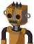 Yellowish Droid With Mechanical Head And Square Mouth And Black Glowing Red Eyes And Three Dark Spikes