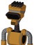 Yellowish Droid With Vase Head And Speakers Mouth And Black Visor Eye And Pipe Hair