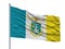 Yellowknife City Flag On Flagpole, Canada, Northwest Territories, Isolated On White Background