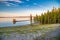 Yellowstone lake colors at sunset