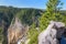 Yellowstone mountain Lower falls waterfall landscape, Wyoming USA