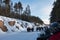 Yellowstone National Park stampeding Bison in winter