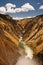 Yellowstone river in beautiful yellow canyon in unique national park, US