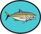 Yellowtail Kingfish Oval Cartoon