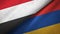 Yemen and Armenia two flags textile cloth, fabric texture