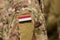 Yemen flag on soldiers arm. Republic of Yemen troops collage