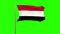 Yemen flag waving in the wind. Green screen, alpha