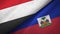 Yemen and Haiti two flags textile cloth, fabric texture