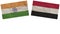 Yemen and India Flags Together Paper Texture Illustration