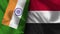 Yemen and India Realistic Flag â€“ Fabric Texture Illustration