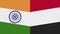 Yemen and India Two Half Flags Together