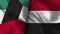 Yemen and Kuwait Realistic Flag â€“ Fabric Texture Illustration