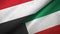 Yemen and Kuwait two flags textile cloth, fabric texture