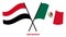 Yemen and Mexico Flags Crossed And Waving Flat Style. Official Proportion. Correct Colors