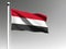 Yemen national flag waving on gray background