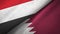 Yemen and Qatar two flags textile cloth, fabric texture