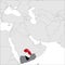 Yemen Republic Location Map on map Asia. 3d Yemen flag map marker location pin. High quality map Yemen. Near East.