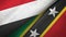 Yemen and Saint Kitts and Nevis two flags textile cloth, fabric texture