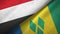 Yemen and Saint Vincent and the Grenadines two flags textile cloth