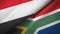 Yemen and South Africa two flags textile cloth, fabric texture