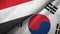 Yemen and South Korea two flags textile cloth, fabric texture