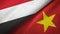 Yemen and Vietnam two flags textile cloth, fabric texture