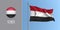 Yemen waving flag on flagpole and round icon vector illustration
