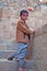 A yemeni child in Thula, fortified city, village, cistern, stairs, Republic of Yemen, daily life