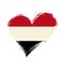 Yemeni flag heart-shaped grunge background. Vector illustration.