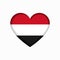 Yemeni flag heart-shaped sign. Vector illustration.