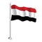 Yemeni Flag. Isolated Realistic Wave Flag of Yemen Country on Flagpole