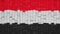 Yemeni flag made of cubes moving up and down in a random pattern.