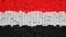 Yemeni flag made of cubes in a random pattern