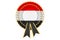 Yemeni flag painted on the award ribbon rosette. 3D rendering